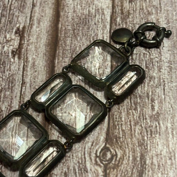 J.Crew Bronze Tone Clear Crystal Bracelet 7-3/4” - Picture 8 of 11